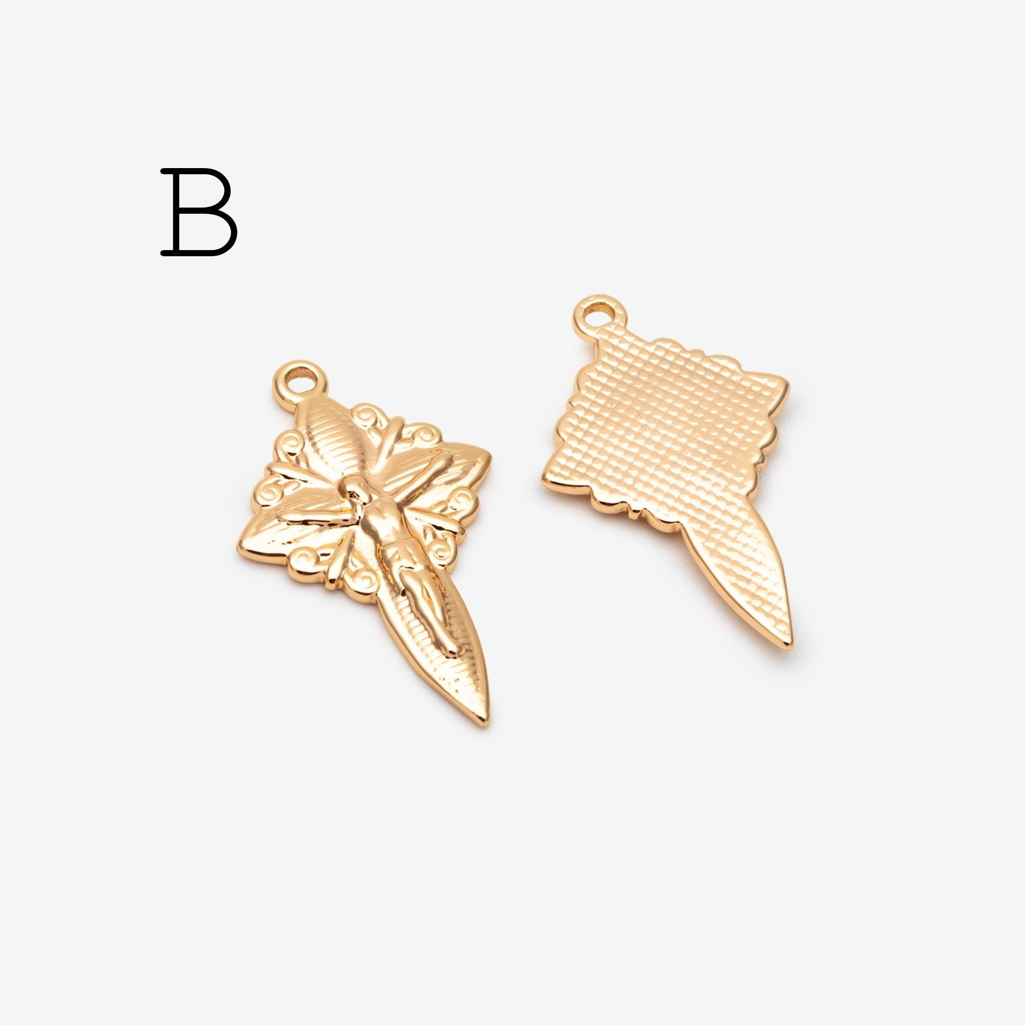 4pcs CZ pave Gold Cross Pendant, Christian Cross Pendant, Snake Charms, Ankh, Jewelry Supplies (GB-2288)